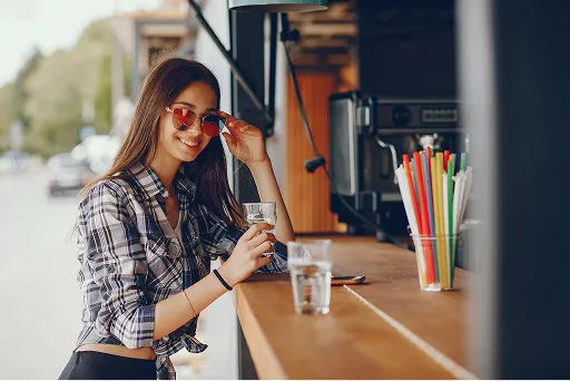 Mobile business taking a card payment with a handheld terminal